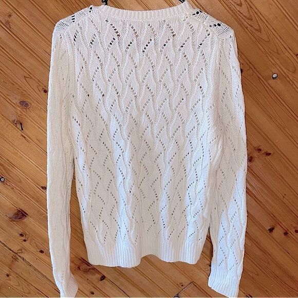 Ann Taylor Loft Cream Knitted Sweater Wool Rabbit Hair Blend - Picture 10 of 12